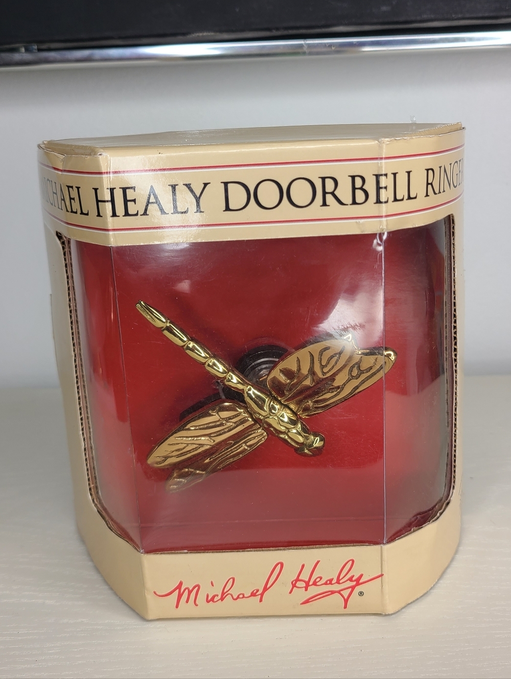 Michael Healy Dragonfly Doorbell Ringer 🐉 NIB Brass Decor